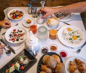Breakfast table at Hotel Erica