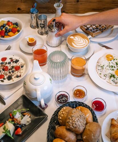 Breakfast table at Hotel Erica